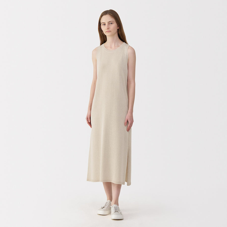 Women's washi blended knit sleeveless dress BlackS