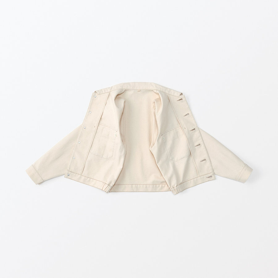 Women's washi blended twill trucker jacket NaturalS