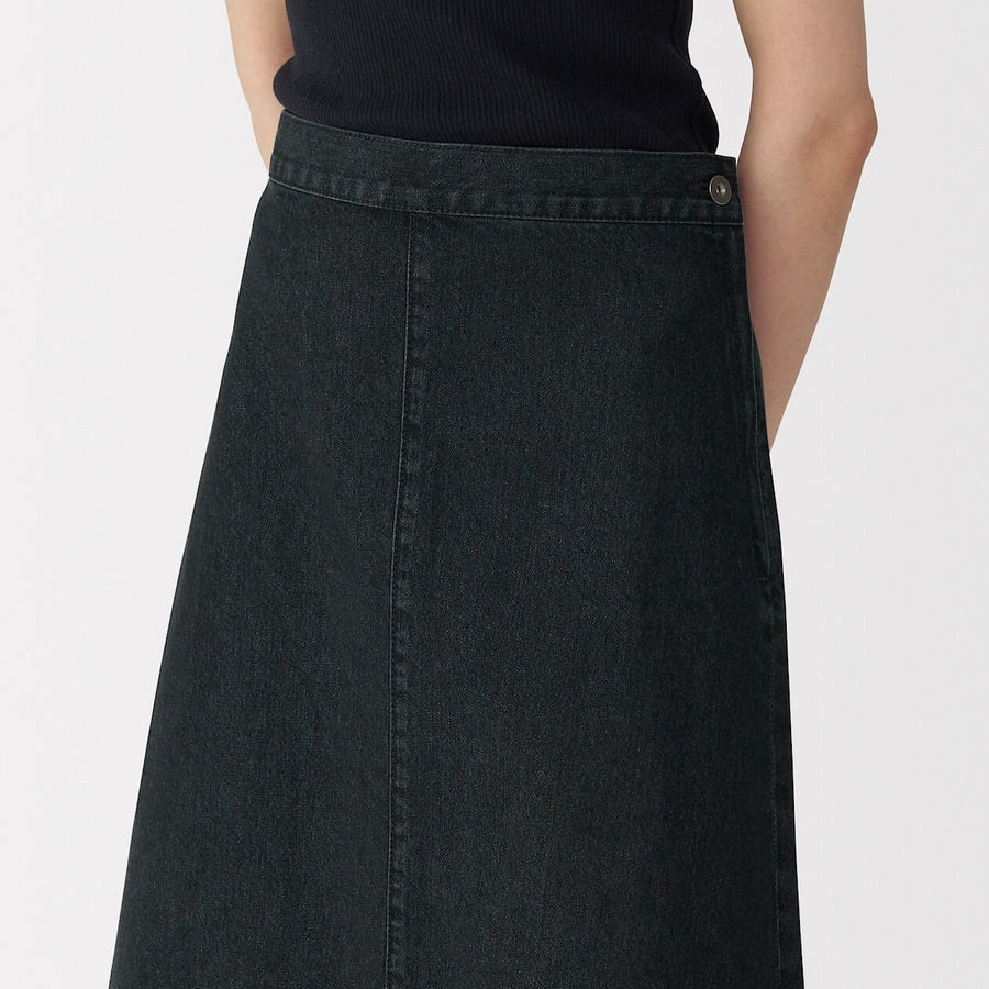 Women's washi blended denim skirt Dark grey23inch