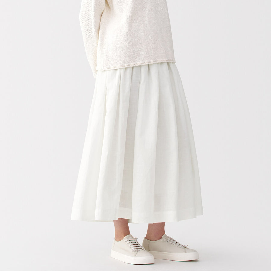 Women's ramie tucked Skirt Off WhiteXXS