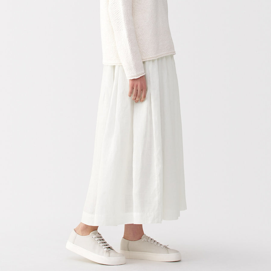 Women's ramie tucked Skirt Off WhiteXXS
