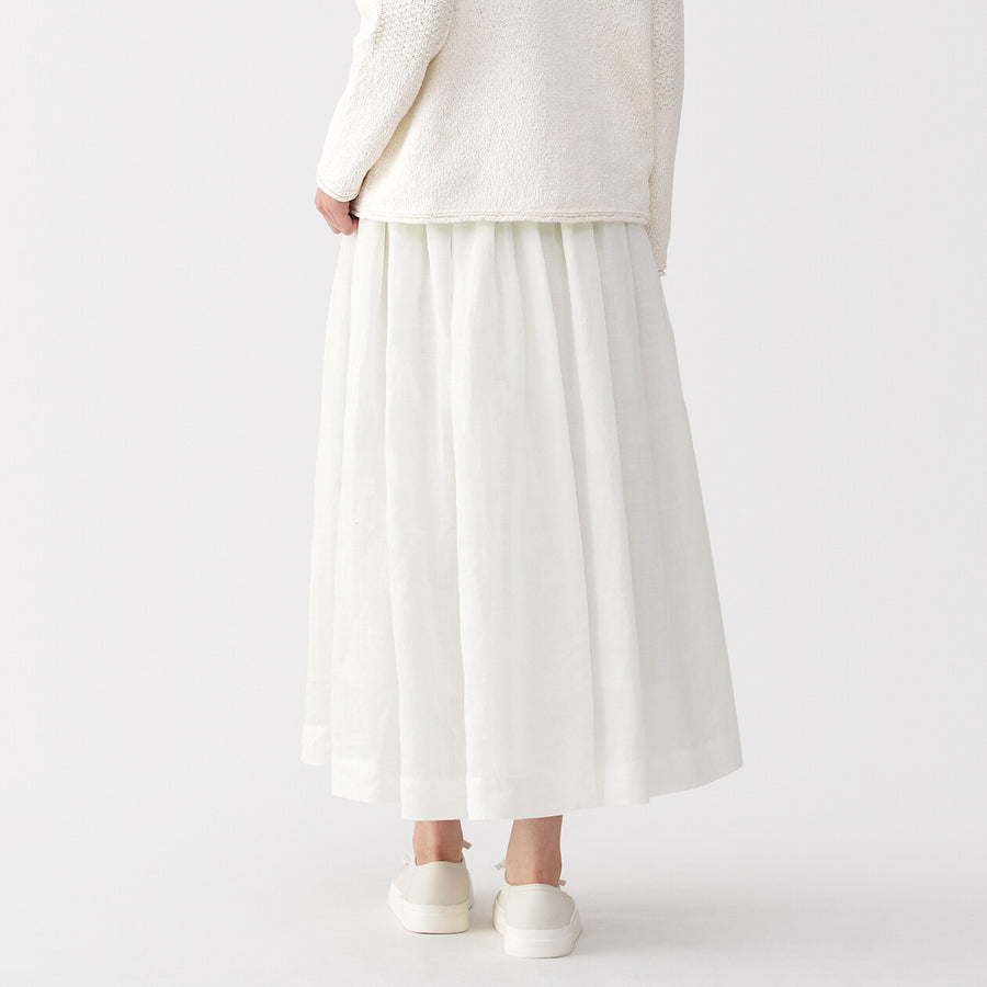 Women's ramie tucked Skirt Off WhiteXXS