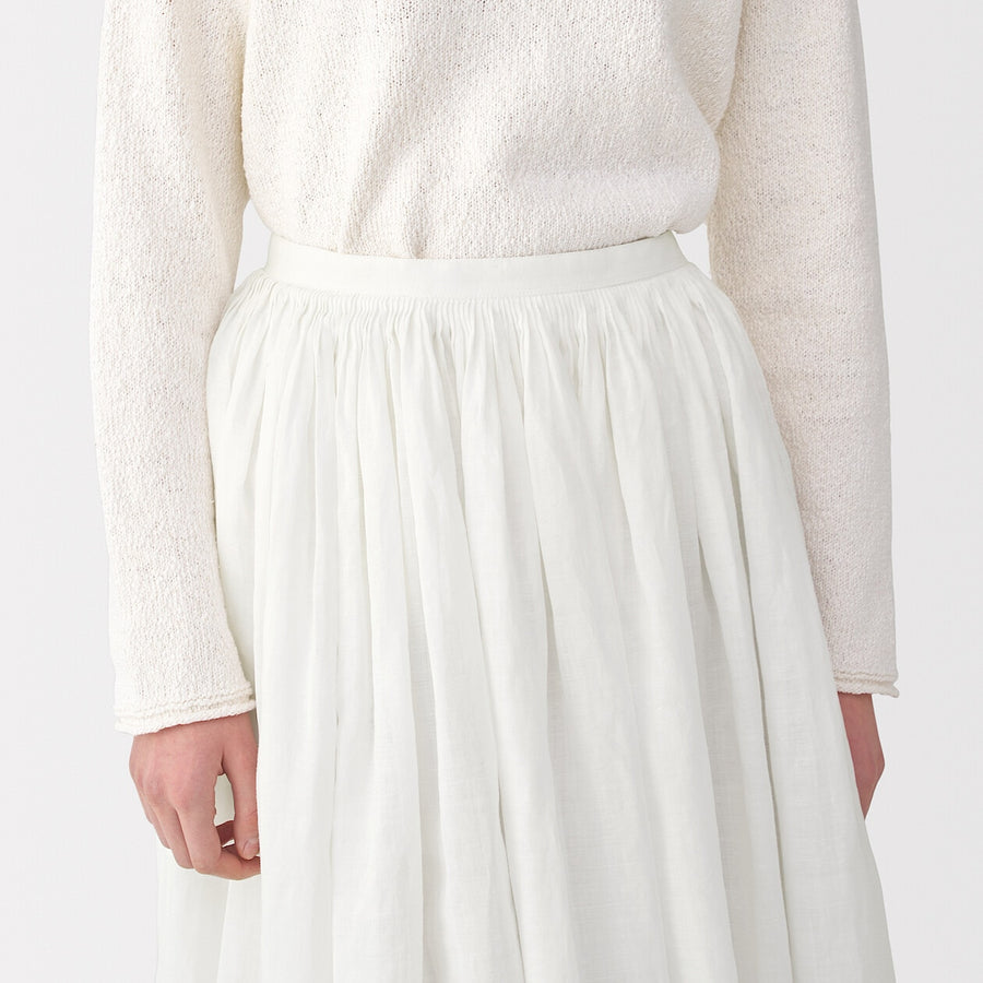 Women's ramie tucked Skirt Off WhiteXXS