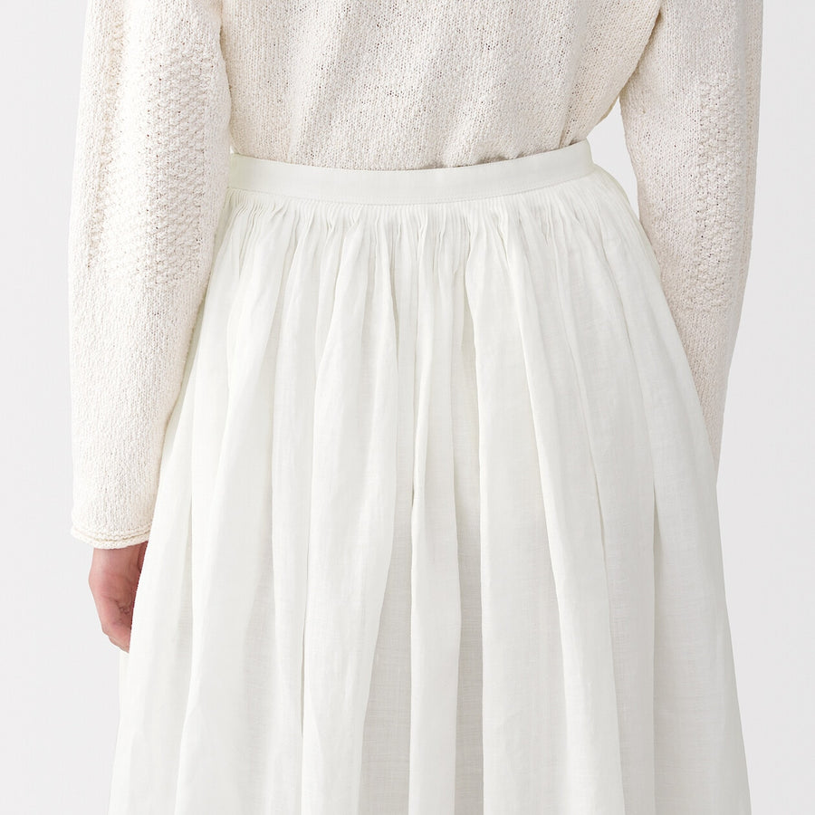 Women's ramie tucked Skirt Off WhiteXXS