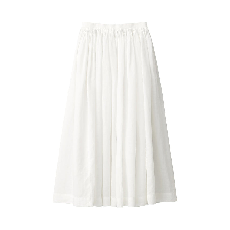 Women's ramie tucked Skirt Off WhiteXXS