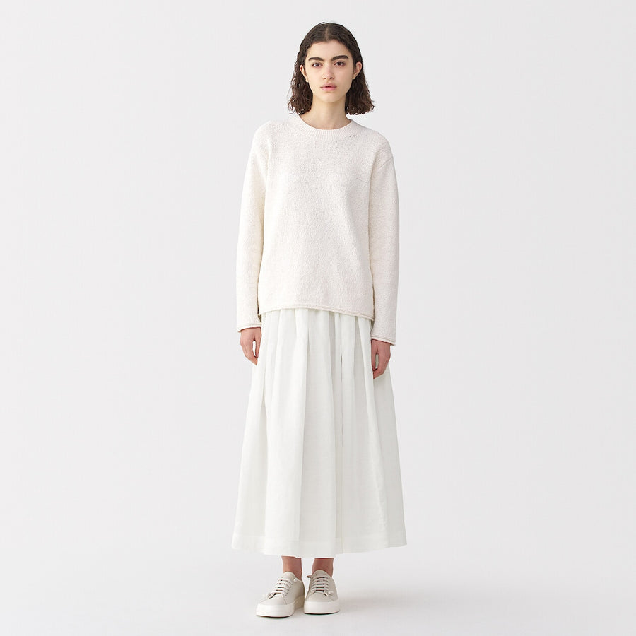 Women's ramie tucked Skirt Off WhiteXXS