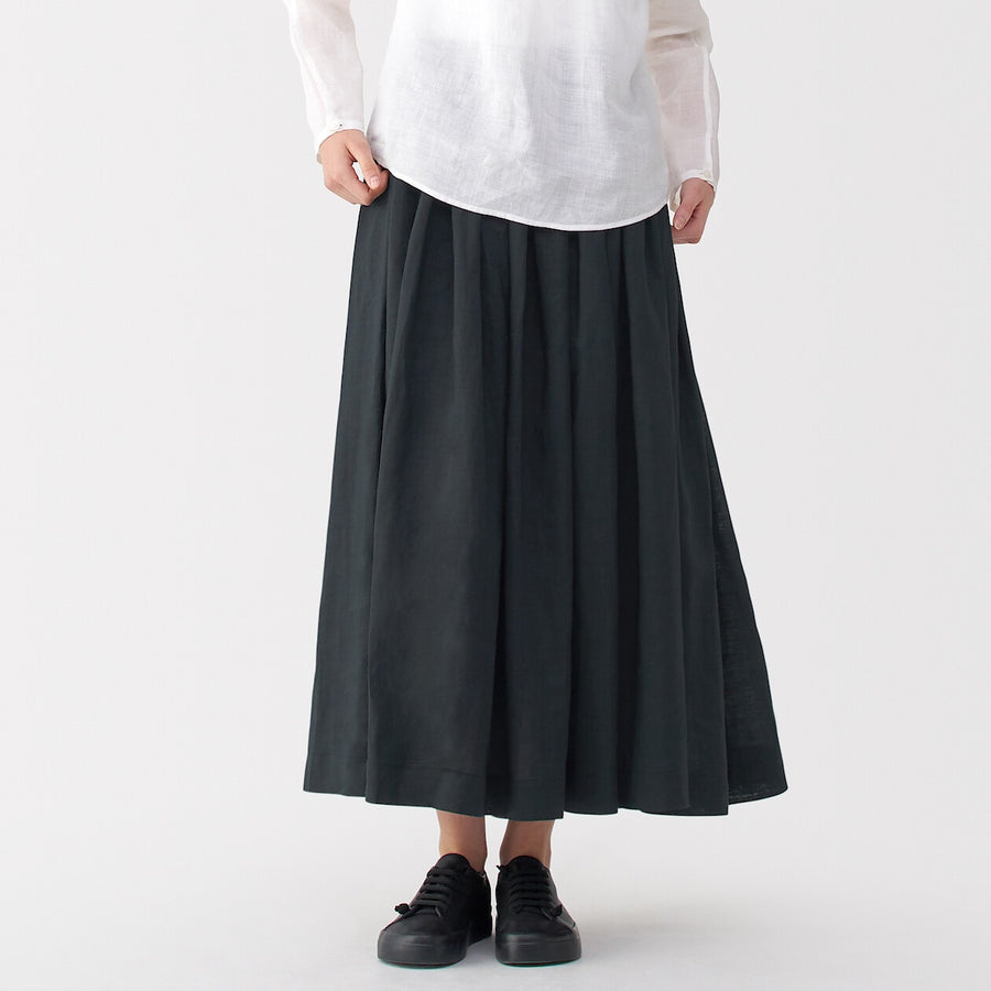 Women's ramie tucked Skirt Off WhiteXXS