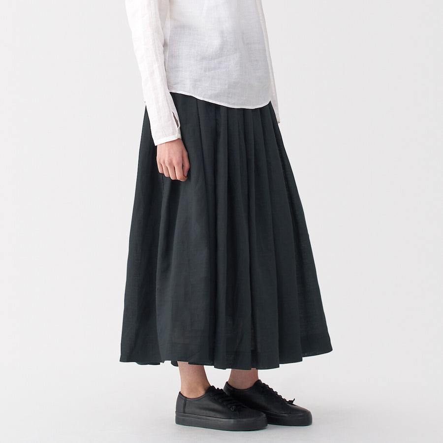 Women's ramie tucked Skirt Off WhiteXXS
