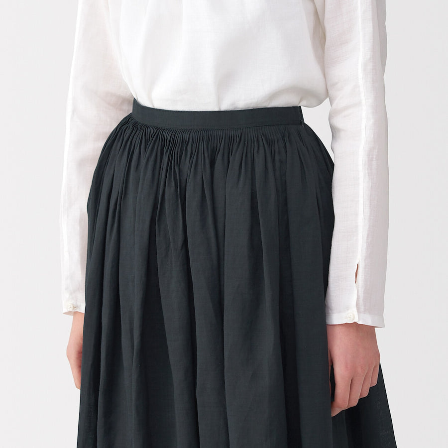 Women's ramie tucked Skirt Off WhiteXXS