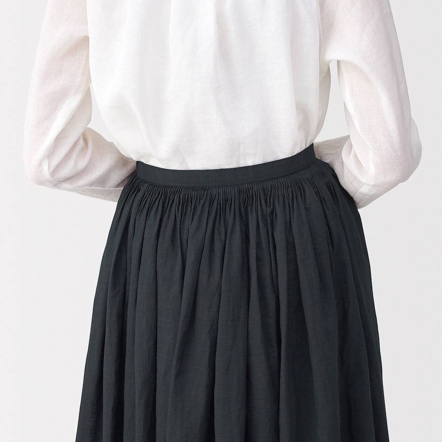 Women's ramie tucked Skirt Off WhiteXXS