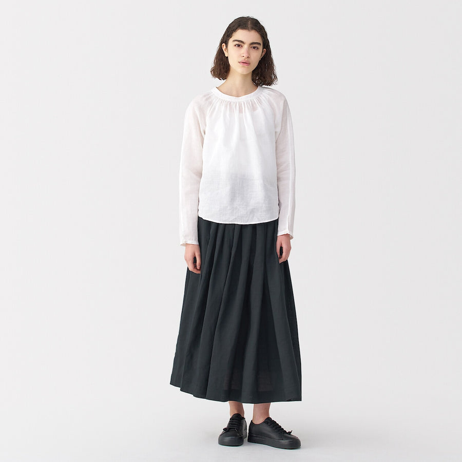 Women's ramie tucked Skirt Off WhiteXXS