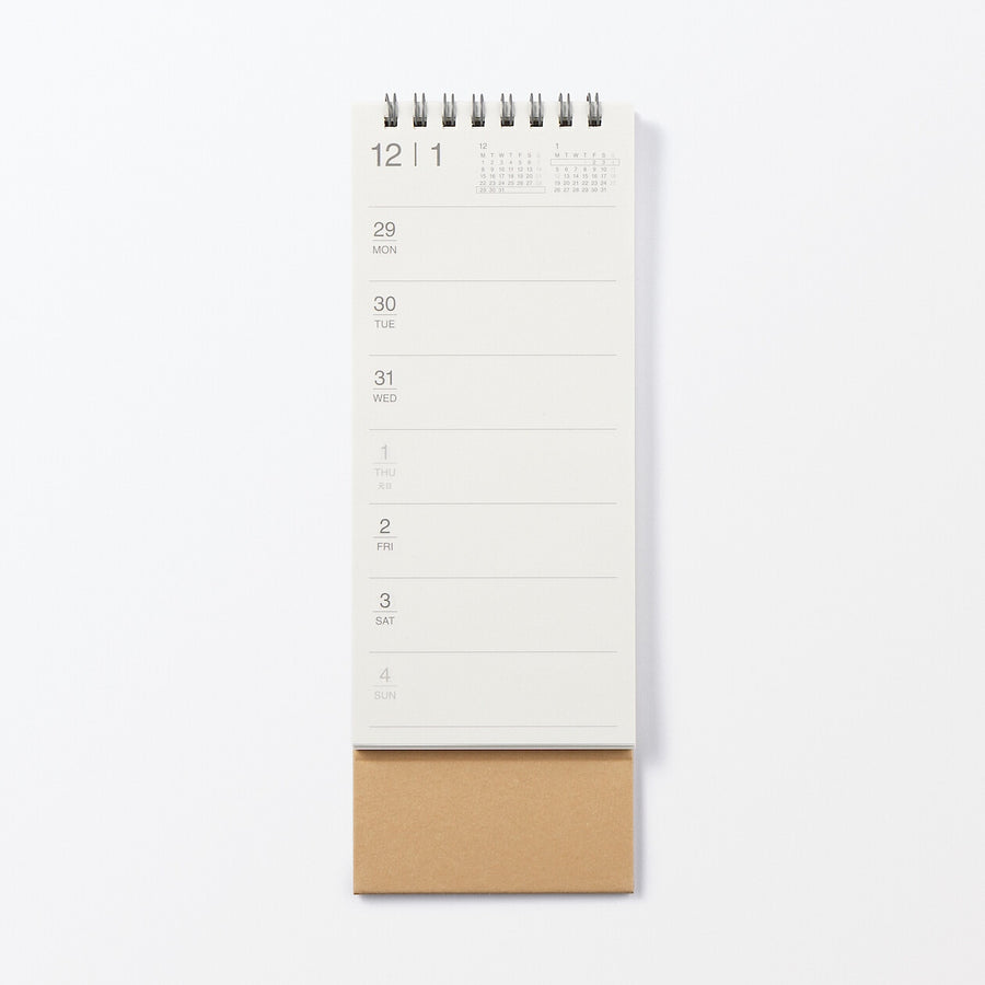 Monday start Weekly flip calendar Vertical Jan.-Dec.2026