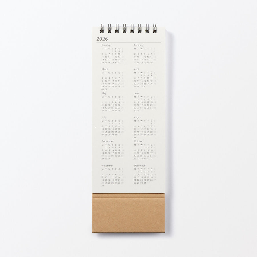 Monday start Weekly flip calendar Vertical Jan.-Dec.2026