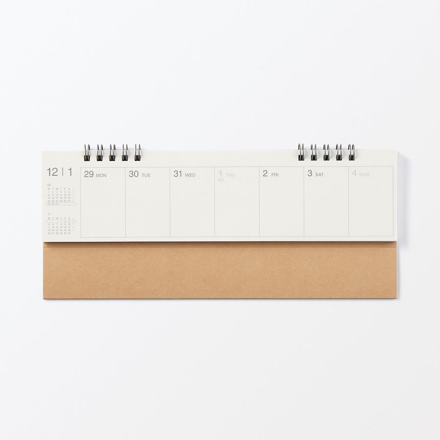 Monday start Weekly flip calendar Horizontal Jan-Dec2026