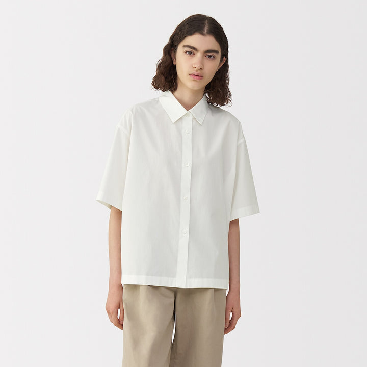 Women's poplin short sleeve shirt WhiteS