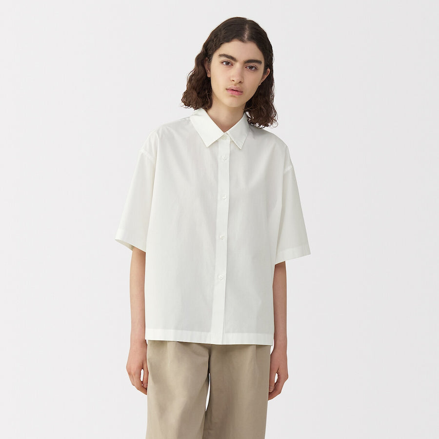 Women's poplin short sleeve shirt WhiteS