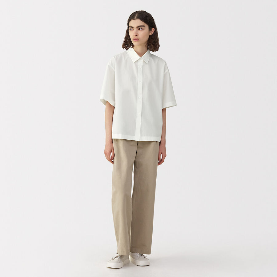 Women's poplin short sleeve shirt WhiteS
