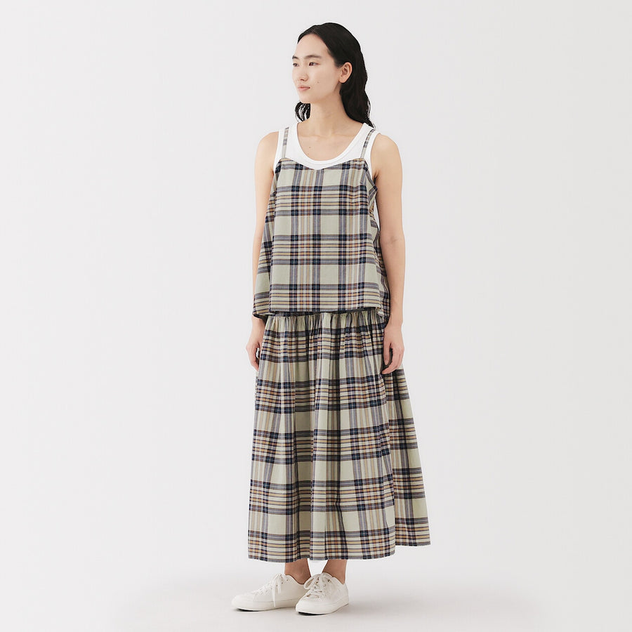 W's MadrasCheck Flare skirt Ivory CheckXS