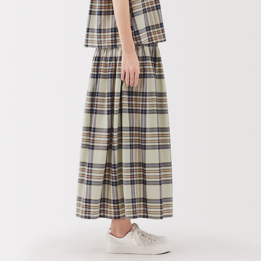 W's MadrasCheck Flare skirt Ivory CheckXS