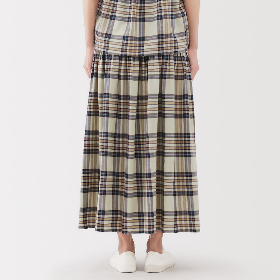 W's MadrasCheck Flare skirt Ivory CheckXS