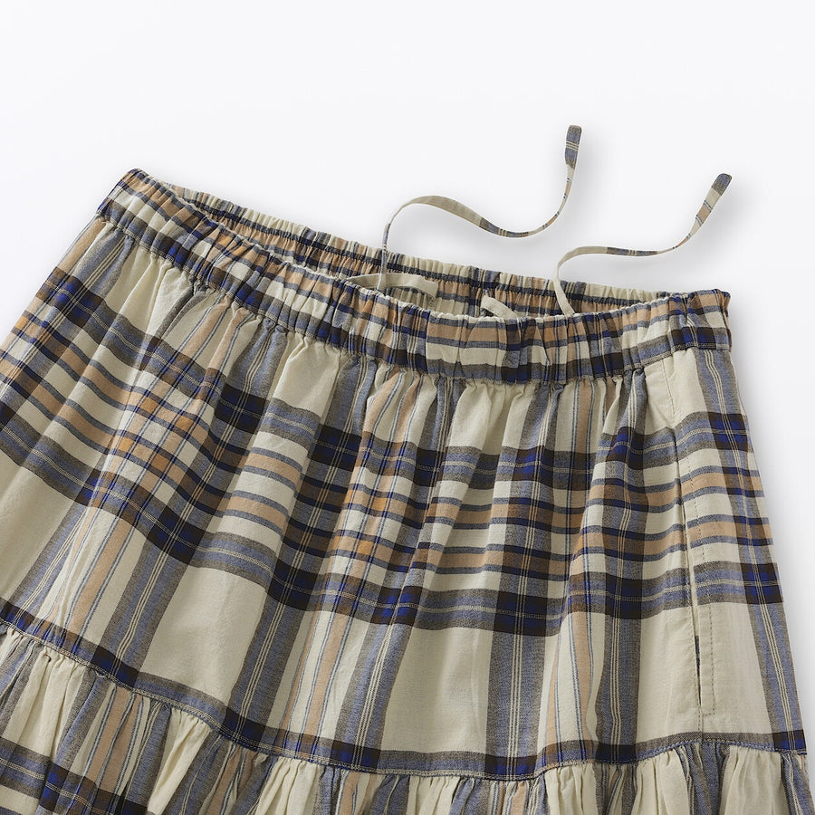 W's MadrasCheck Flare skirt Ivory CheckXS