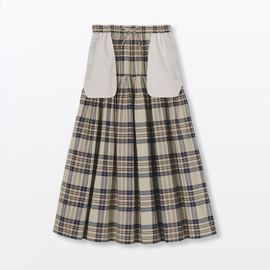 W's MadrasCheck Flare skirt Ivory CheckXS