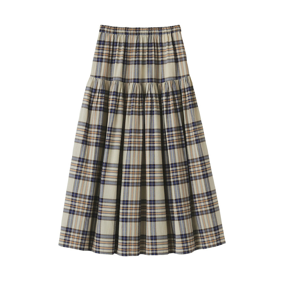 W's MadrasCheck Flare skirt Ivory CheckXS