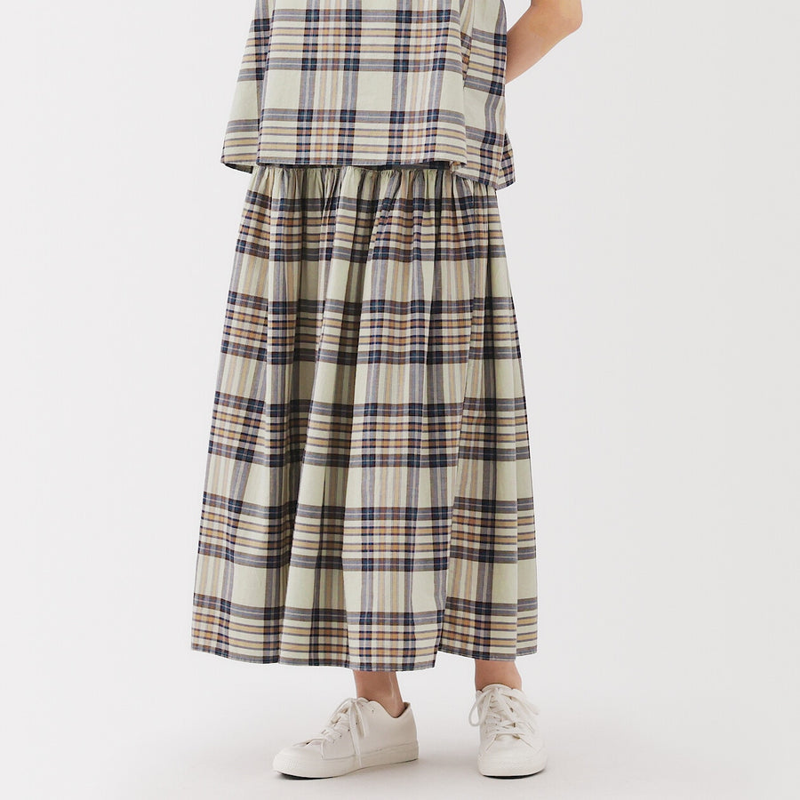 W's MadrasCheck Flare skirt Ivory CheckXS