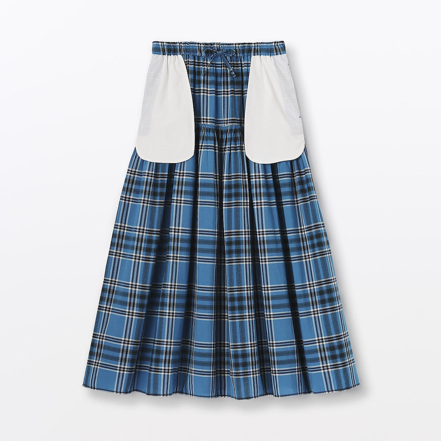 W's MadrasCheck Flare skirt Ivory CheckXS
