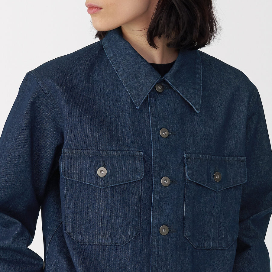 Women's washi blended denim trucker jacket Dark greyS