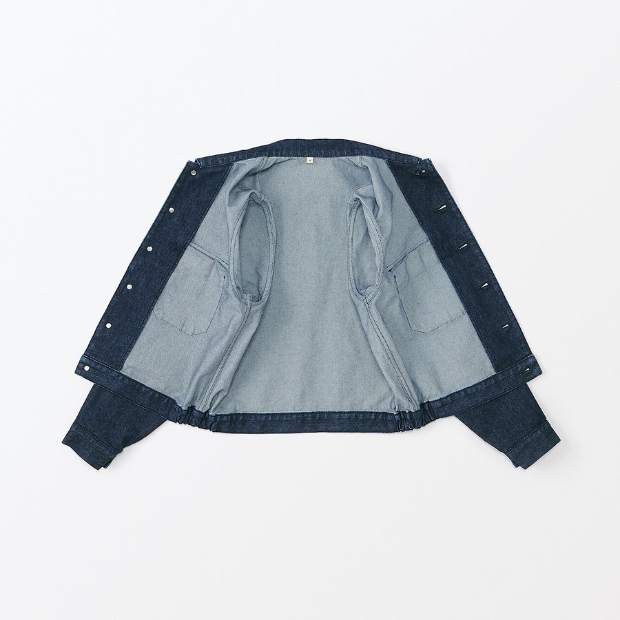 Women's washi blended denim trucker jacket Dark greyS