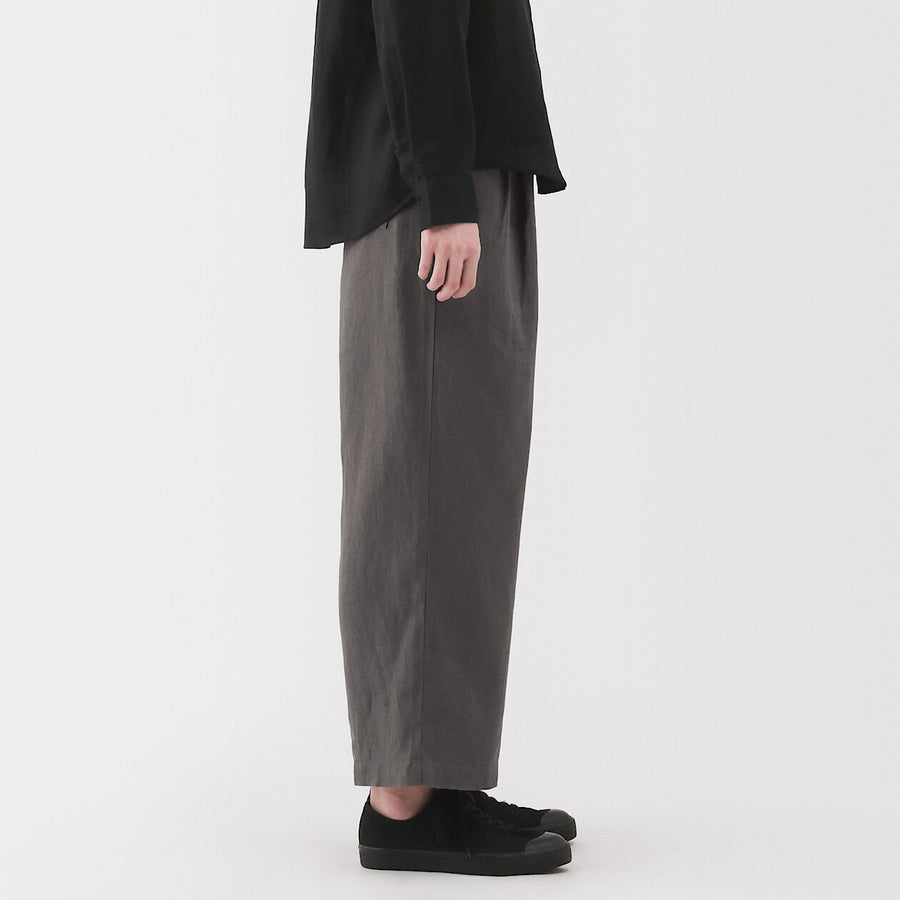 W's Washed linen Easy wide pants Charcoal greyXS