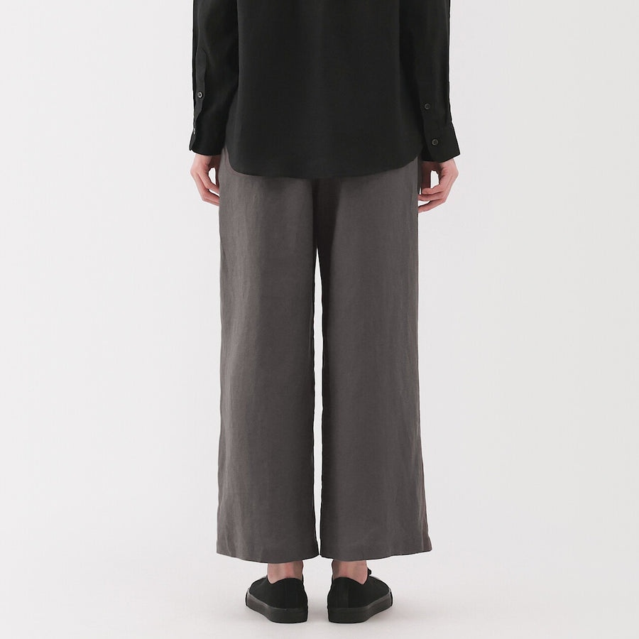 W's Washed linen Easy wide pants Charcoal greyXS