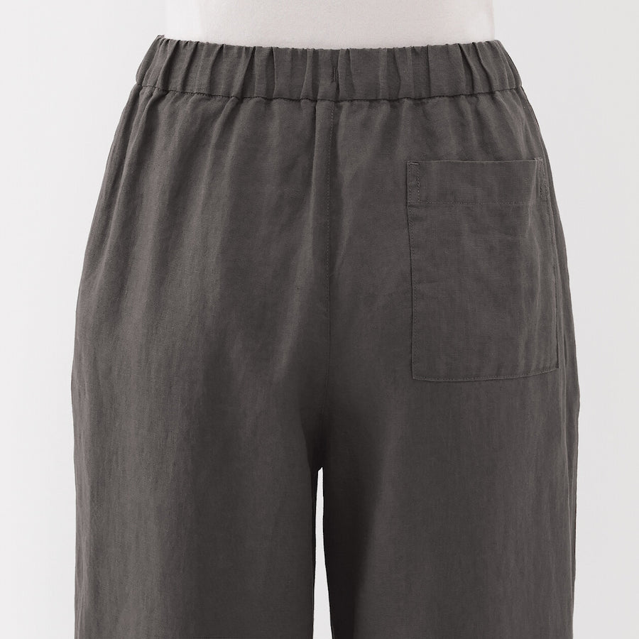 W's Washed linen Easy wide pants Charcoal greyXS