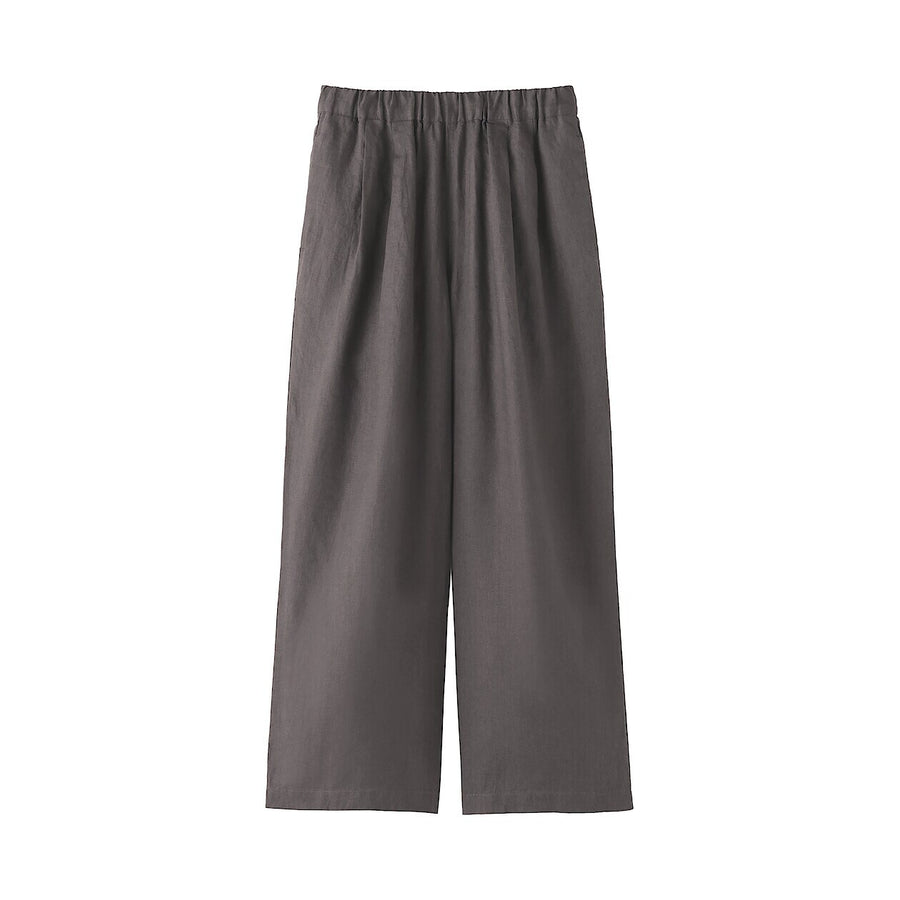 W's Washed linen Easy wide pants Charcoal greyXS