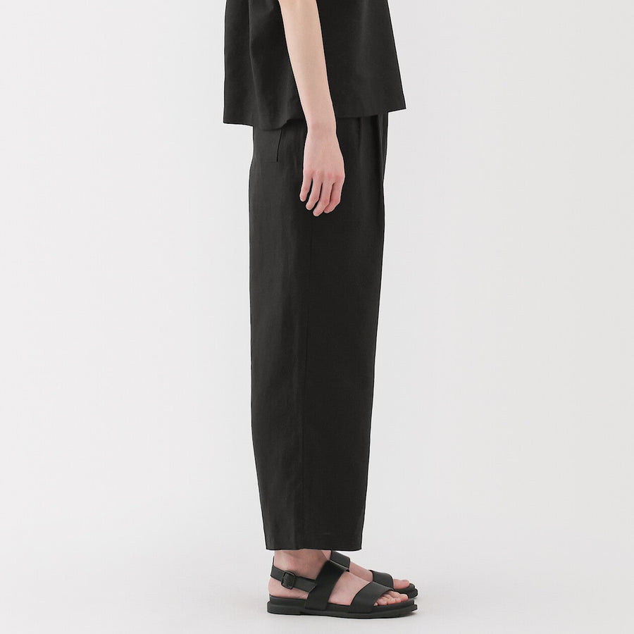 W's Washed linen Easy wide pants Charcoal greyXS