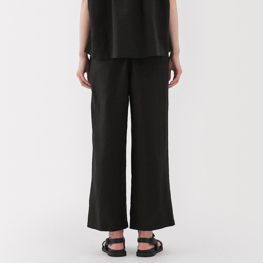 W's Washed linen Easy wide pants Charcoal greyXS