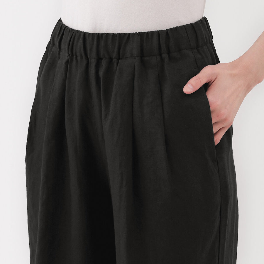 W's Washed linen Easy wide pants Charcoal greyXS