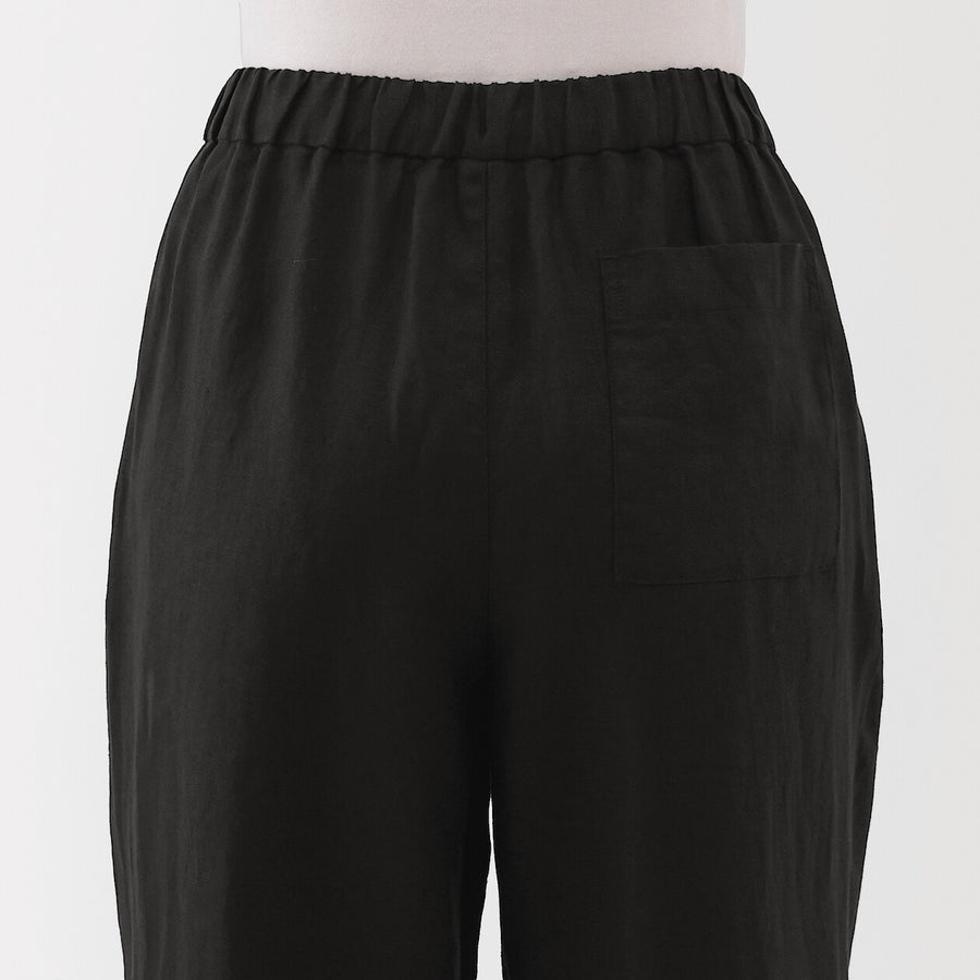 W's Washed linen Easy wide pants Charcoal greyXS
