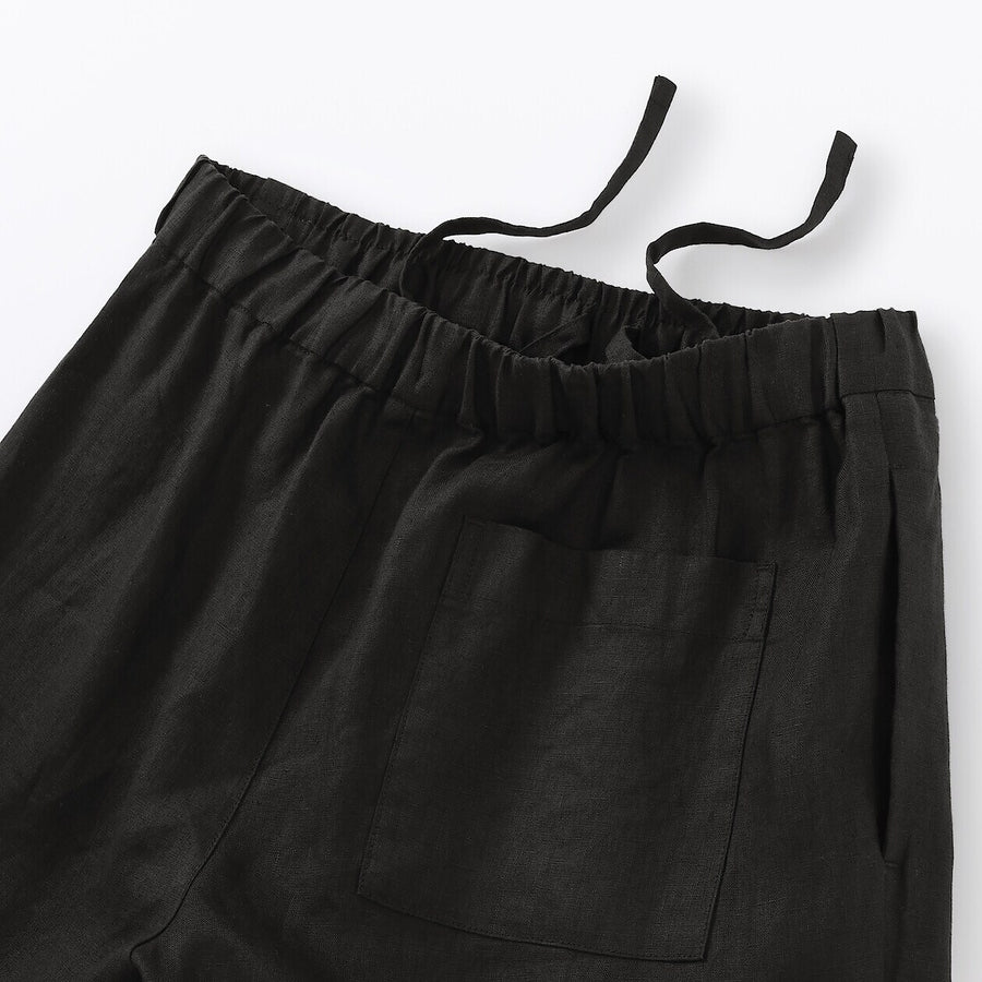 W's Washed linen Easy wide pants Charcoal greyXS