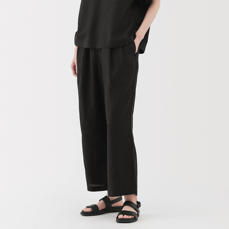 W's Washed linen Easy wide pants Charcoal greyXS