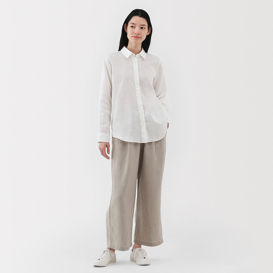 W's Washed linen Easy wide pants Charcoal greyXS