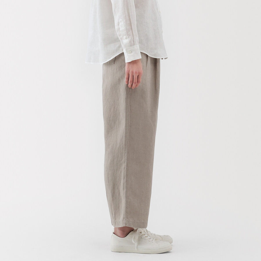 W's Washed linen Easy wide pants Charcoal greyXS