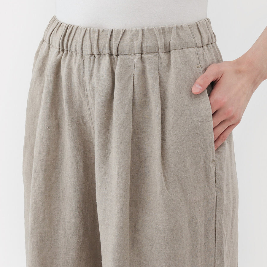 W's Washed linen Easy wide pants Charcoal greyXS