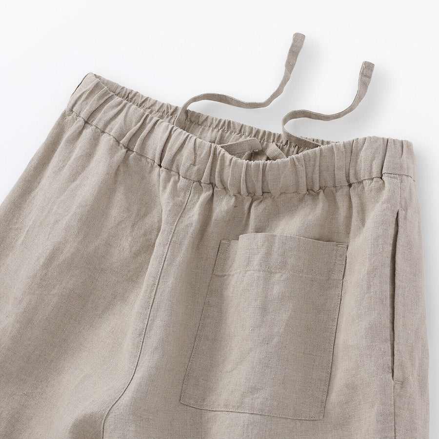W's Washed linen Easy wide pants Charcoal greyXS