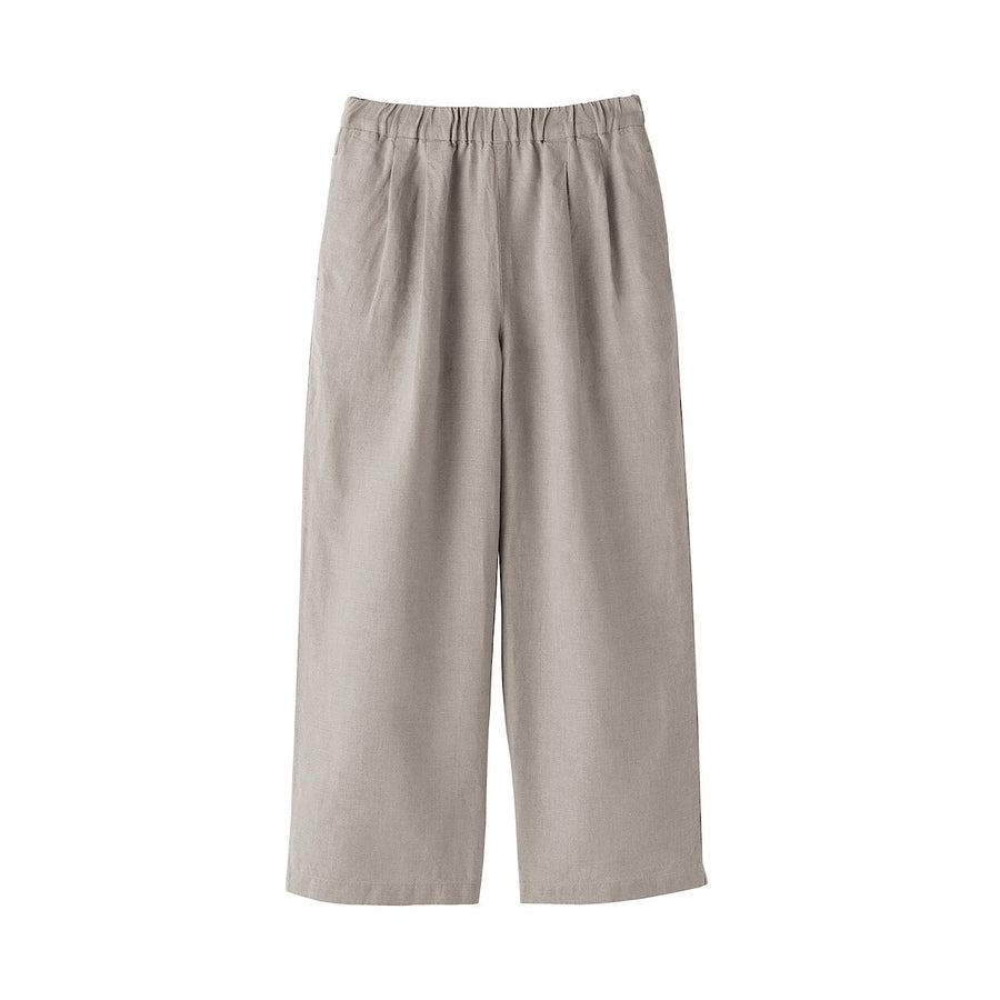 W's Washed linen Easy wide pants Charcoal greyXS