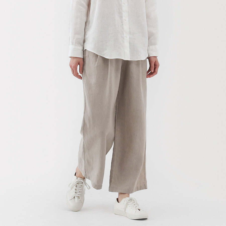 W's Washed linen Easy wide pants Charcoal greyXS