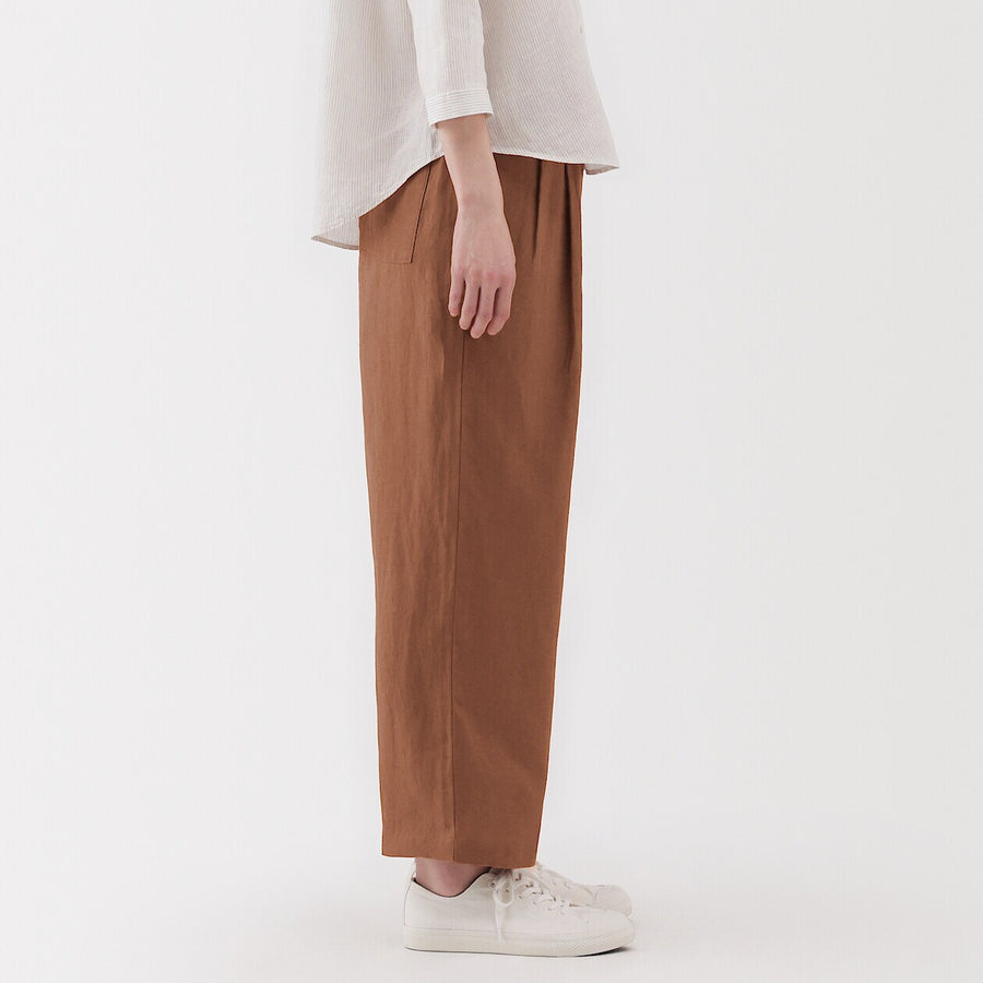 W's Washed linen Easy wide pants Charcoal greyXS