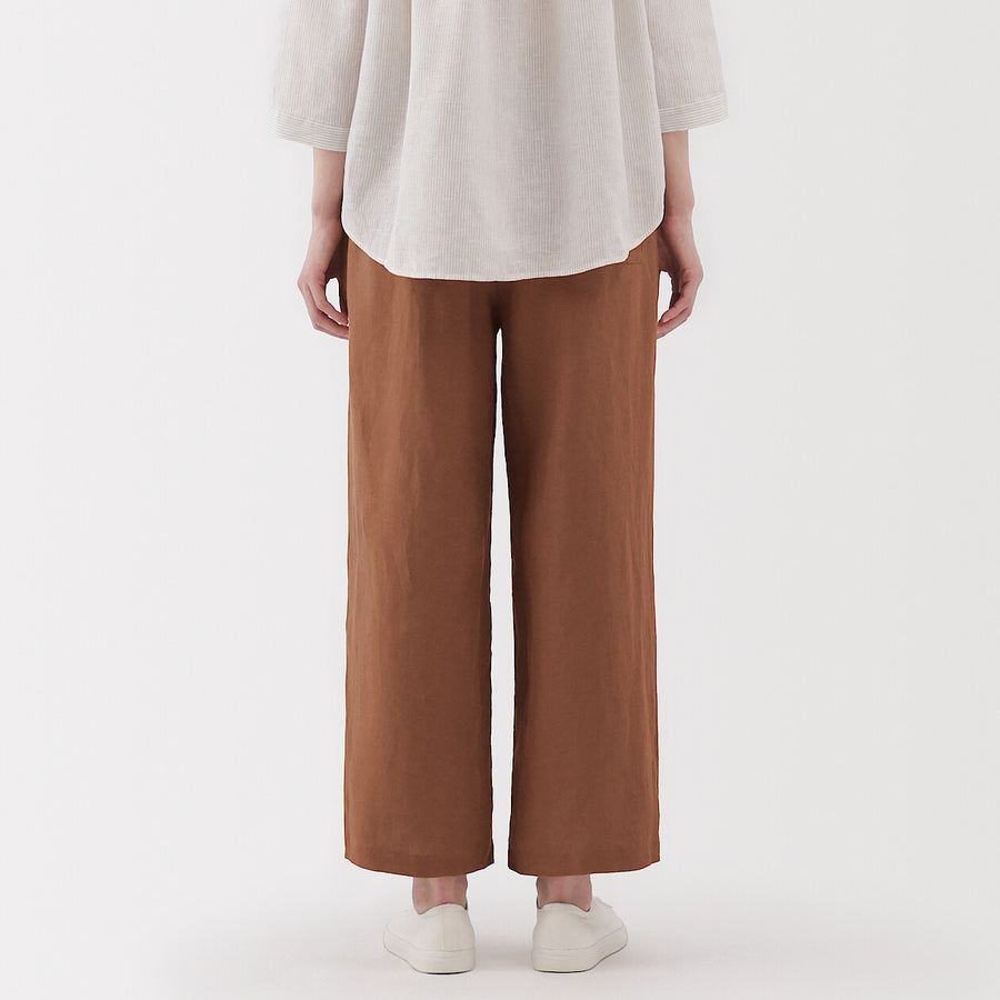 W's Washed linen Easy wide pants Charcoal greyXS