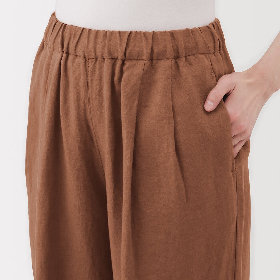 W's Washed linen Easy wide pants Charcoal greyXS